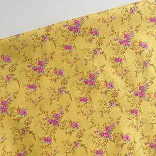 somihandmade黄底红花ins风碎花手工diy娃衣连衣裙纯棉40支面料
