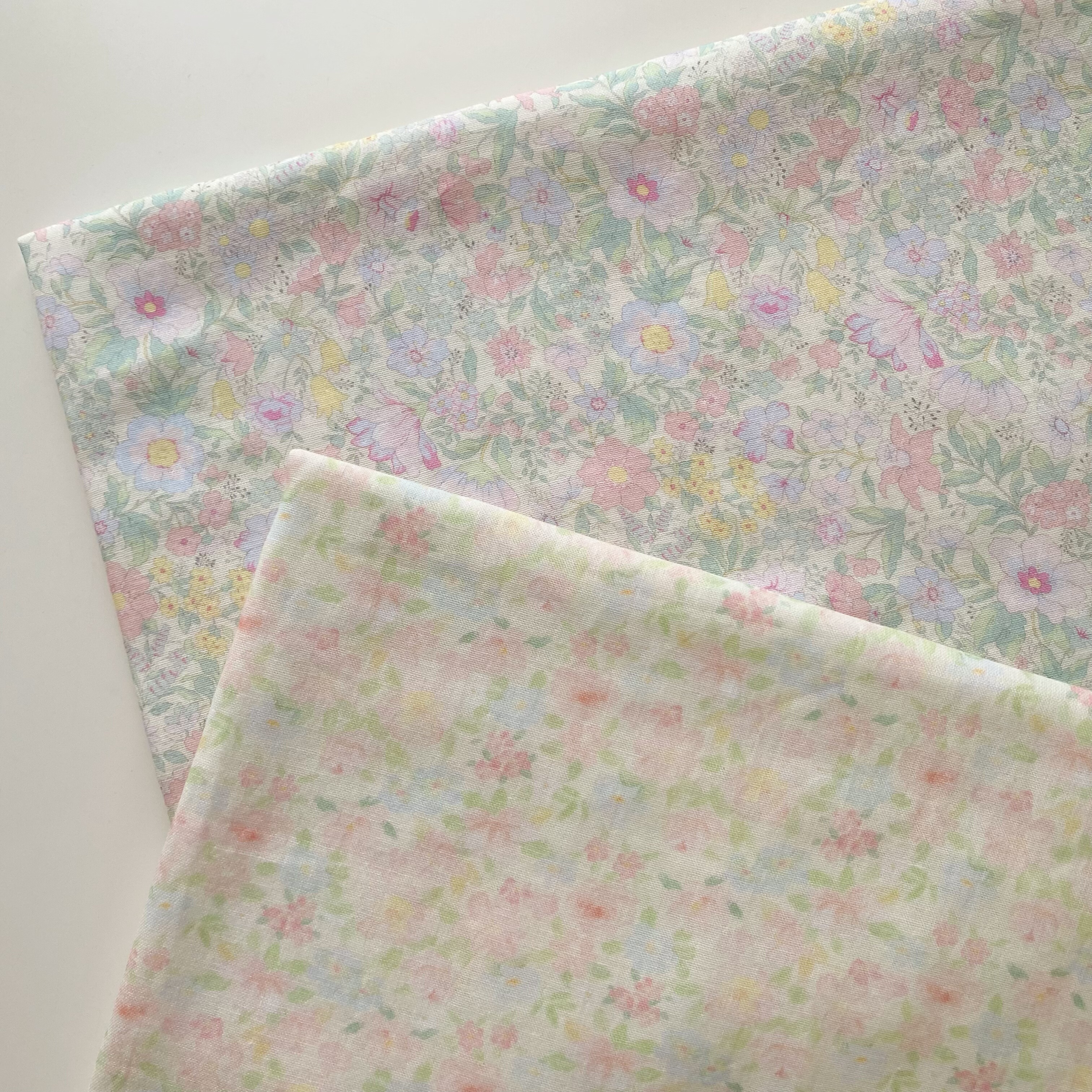 双层纱纯棉薄棉布粉色小碎花diy衬衣发圈家居服连衣裙手作diy面料