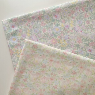 双层纱纯棉薄棉布粉色小碎花diy衬衣发圈家居服连衣裙手作diy面料