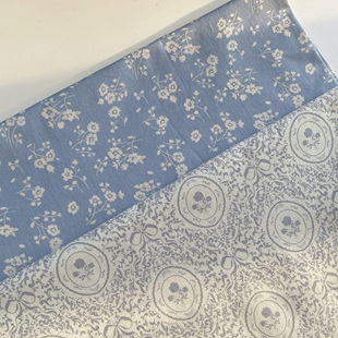 40支薄款蓝色底白色小碎花印花全棉面料春夏衬衫连衣裙汉服布料