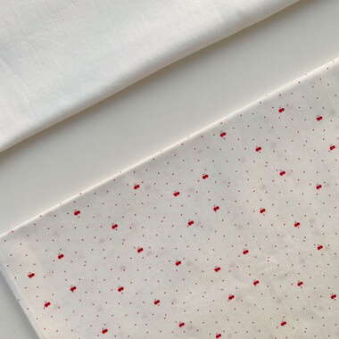 40支全棉白色红色小樱桃衬衣手作家居服发圈包包里娃衣diy薄面料