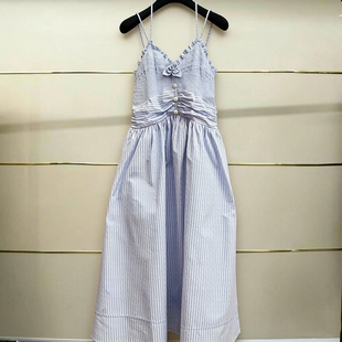 区现货正品 24夏条纹吊带连衣裙LF24X11SO119-240