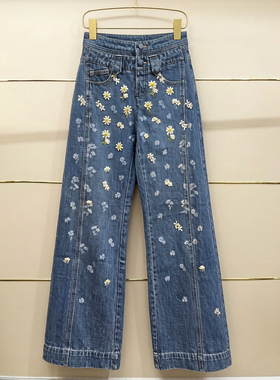 市现货正品25春钉珠装饰牛仔阔腿裤LF25C61NP227-250