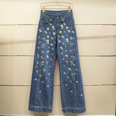 市现货正品25春钉珠装饰牛仔阔腿裤LF25C61NP227-250