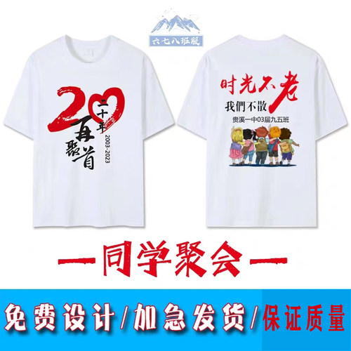 同学聚会t恤定制10周年20年30年毕业纪念班服同学会圆领文化衫diy