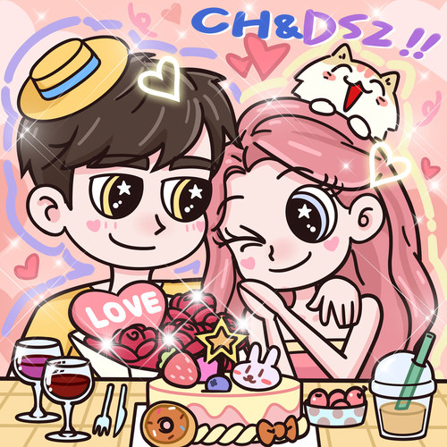 手绘头像定制情侣卡通形象设计