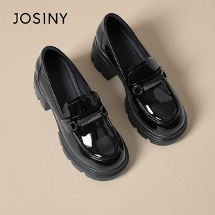 厚底皮带扣百搭增高鞋 Josiny 英伦风漆皮女鞋 26春季 卓诗尼乐福鞋
