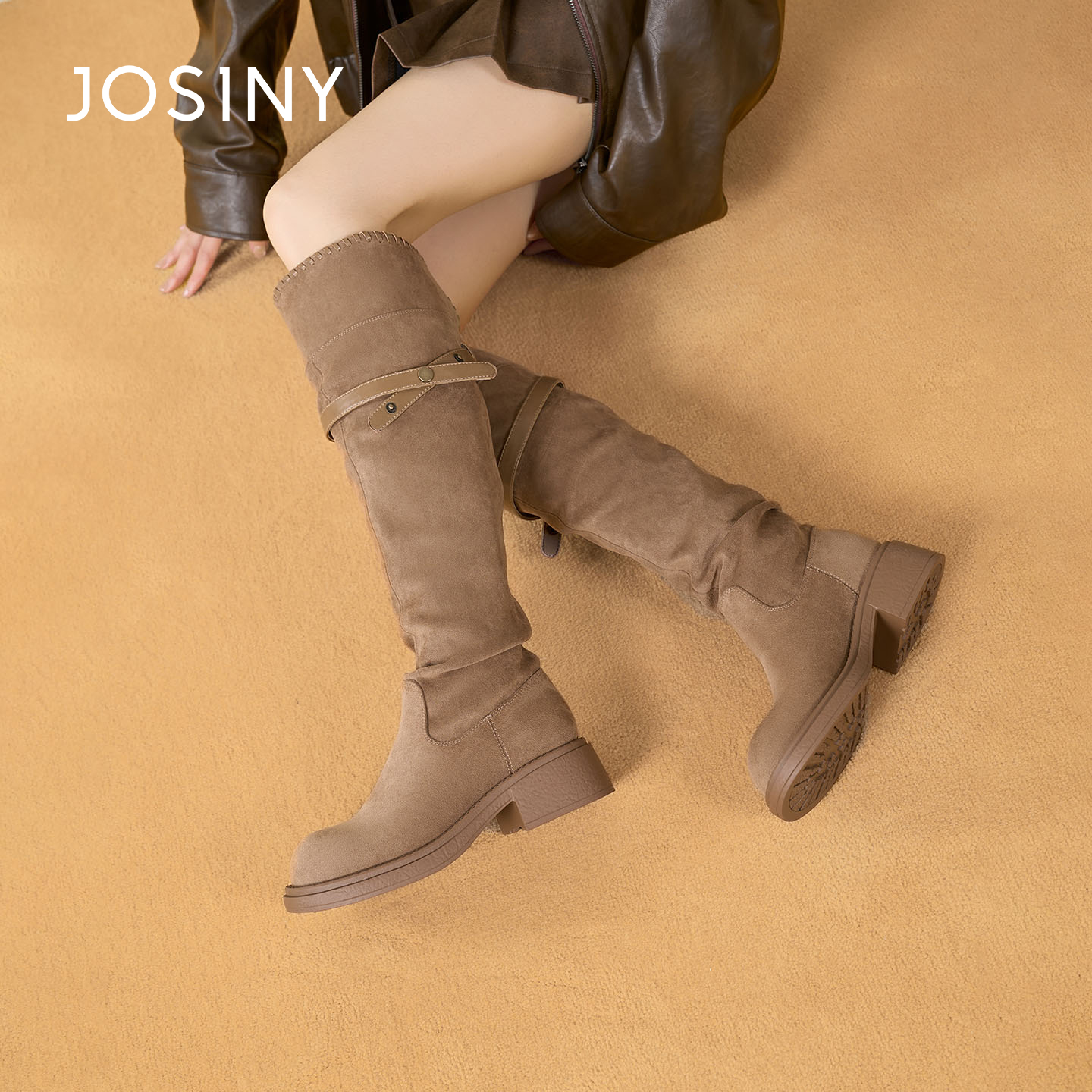 冬季加绒保暖英伦风骑士靴