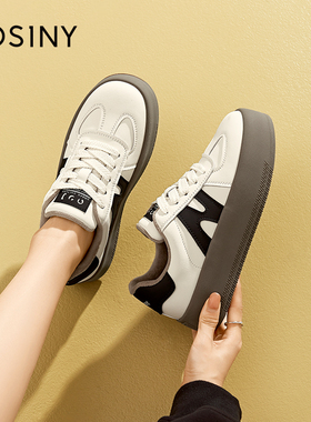 Josiny/卓诗尼厚底德训鞋女百搭休闲板鞋拼色小白鞋女鞋系带低帮