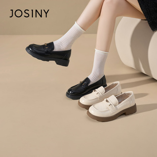 女英伦风圆头粗跟一脚蹬百搭单鞋 26春季 日常 卓诗尼乐福鞋 Josiny