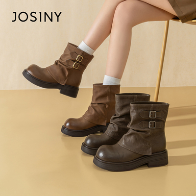 增高短靴厚底英伦风秋冬棕色