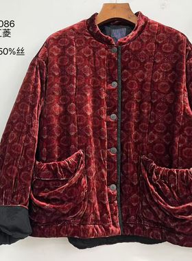 MMBL慢慢变蓝荼桑蚕丝棉服丝绒棉衣351086