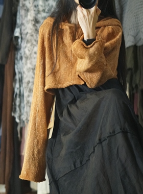 MMBL文艺做旧古兰木荼系列汉麻套头长袖毛衣设计师款慢慢变蓝