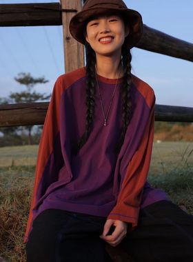 MMBL慢慢变蓝荼纯棉拼色上衣332215