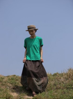 MMBL慢慢变蓝荼全棉软糯T恤 文艺减龄短袖 纯色 显白显瘦33990