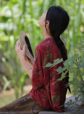 MMBL慢慢变蓝荼纯棉印花上衣T恤351022 衣长58