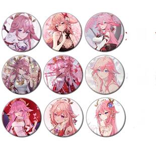 八重神子周边徽章胸章二次元吧唧COS动漫游戏女生礼物卡通