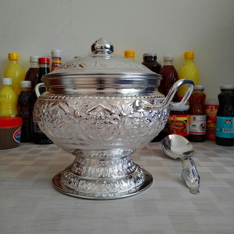 泰国进口手工艺品包邮东南亚风情家居装饰锡器装饭菜老锡匠锡锅汤
