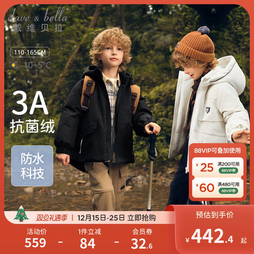 戴维贝拉男童防水羽绒服