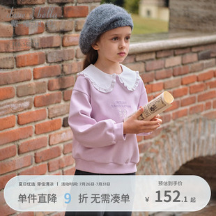新款 戴维贝拉儿童卫衣女童甜美长袖 2025秋季 上衣女大童套头衫 童装