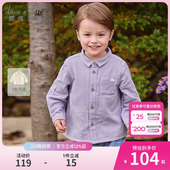 纯棉纱布 男童休闲纯色长袖 戴维贝拉儿童衬衫 新款 衬衣 2026春装