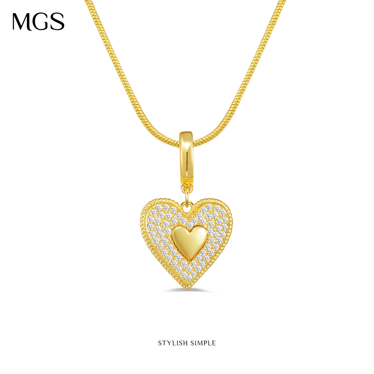 MGS/曼古银臻爱项链椭圆珍珠锁骨链法式轻奢高级时尚感心形饰品