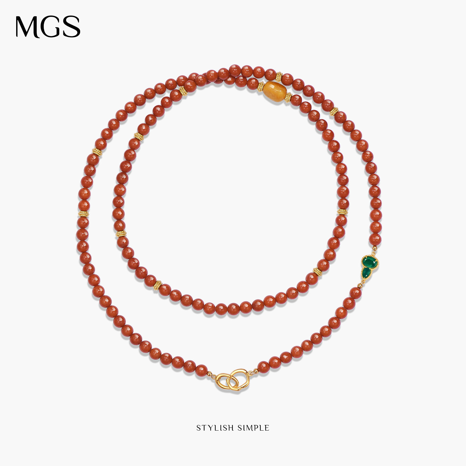 MGS/曼古银宝葫芦系列南红玛瑙项链古典风原创设计蜜蜡女士毛衣链