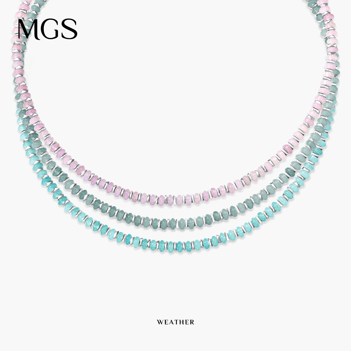 MGS/曼古银天气系列 夏季七彩多巴胺彩串珠子民族风项链叠戴手工