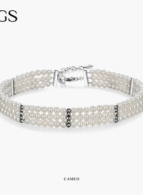 MGS/曼古银卡梅奥美人珍珠项链复古银饰颈链时尚气质女高级锁骨链