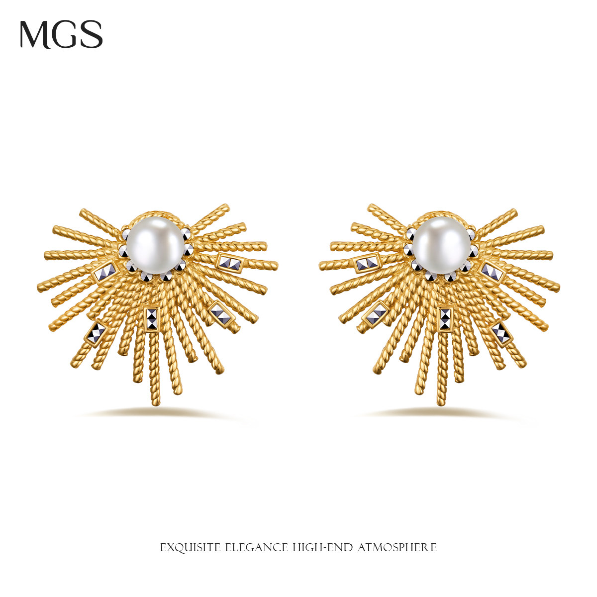 MGS/曼古银极昼系列925银耳环女轻奢设计高级感时尚气质珍珠耳