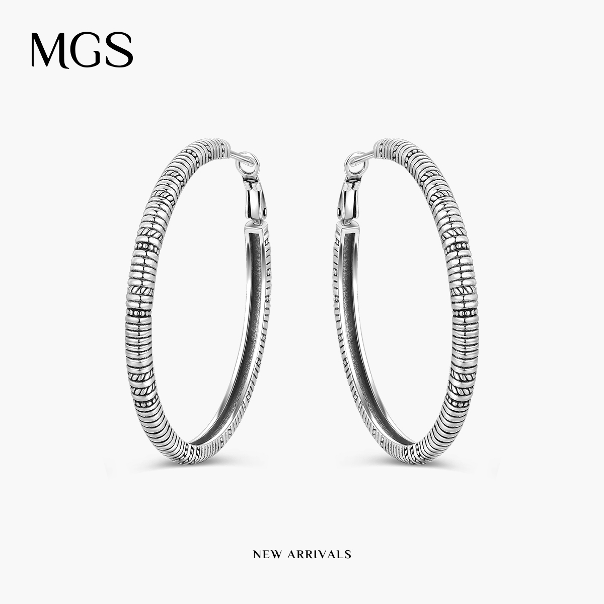 MGS/曼古银2025新品拥抱系列法式轻奢珠宝银饰圈圈纯银耳环