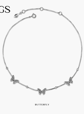 520礼物MGS曼古银蝴蝶锁骨链