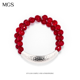 MGS 手饰礼物 曼古银波尔多庄园轻奢高级感紫红玛瑙手链国风新中式