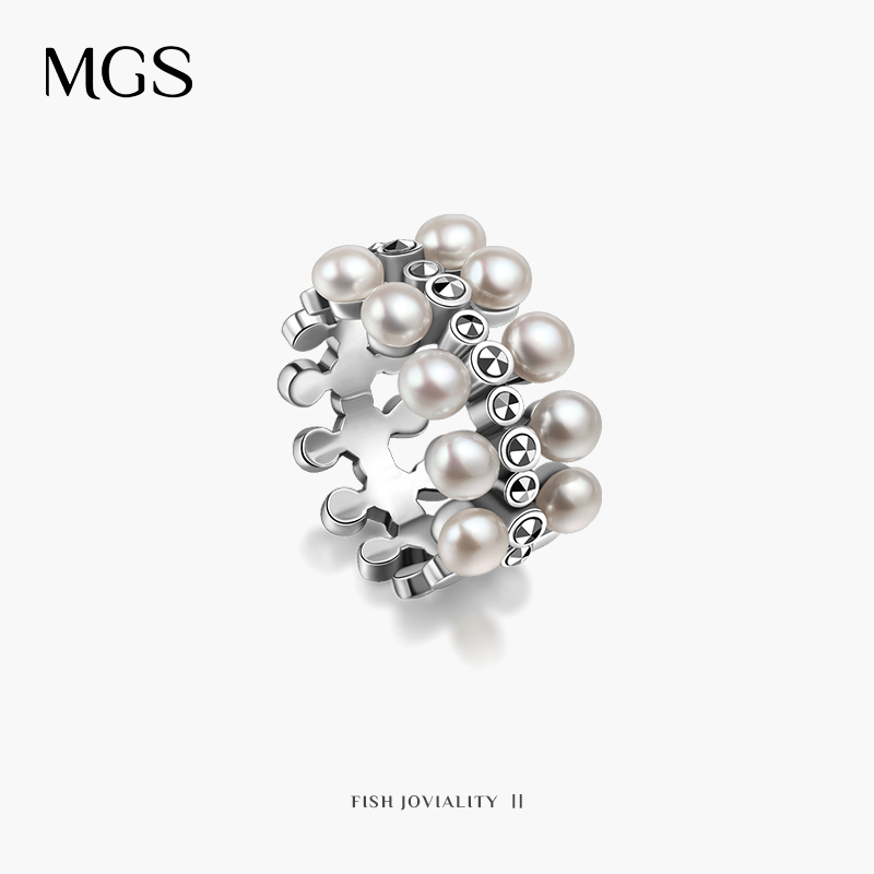 MGS/曼古银珍珠戒指精致指圈