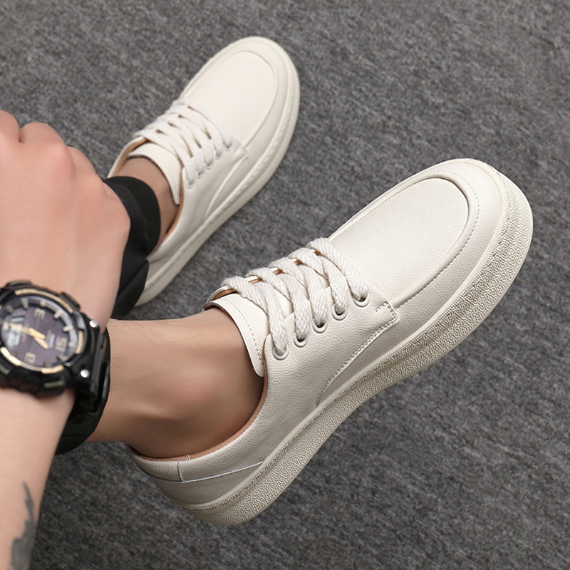 板鞋春秋男小白鞋透气复古港风潮流2025新款简约百搭真皮休闲男鞋,流行男鞋,休闲板鞋,淘宝优惠券,粉丝福利购,淘宝优惠卷