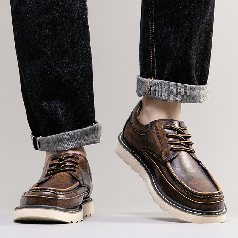 休闲皮鞋欧美风工装鞋男鞋