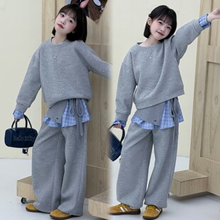 女童春装套装2026新款洋气时髦今年流行爆款中大童休闲卫衣屁帘裤