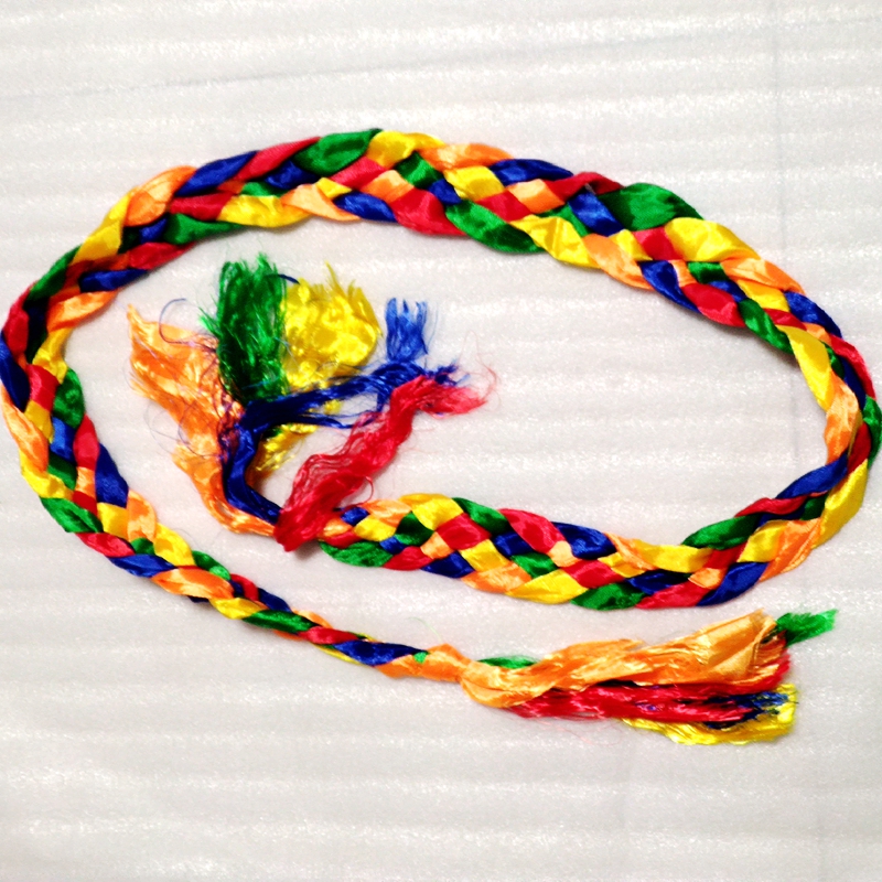 西藏扎基招财鞭传统饰品手工编织五色哈达金刚结汽车家居挂饰