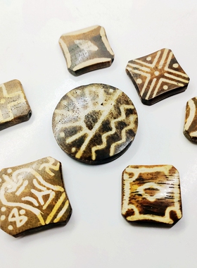 古代珠子邦提克天然木化石菱形散珠diy珠串配饰百搭古拙个性孤品