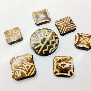 古代珠子邦提克天然木化石菱形散珠diy珠串配饰百搭古拙个性孤品