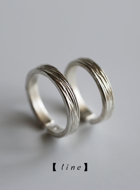 丝线肌理纯手工打制细手指足银戒