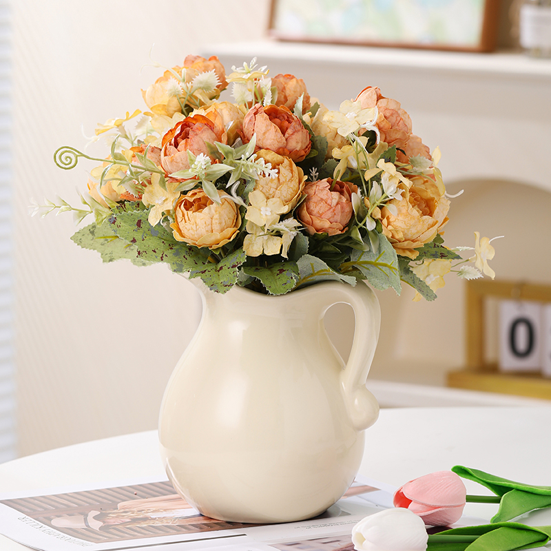 美式乡村陶瓷奶壶花瓶创意客厅台面餐桌茶几干花插花花器花艺摆件
