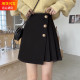 高腰毛呢半身裙秋冬大码 不规则百褶裙百搭显瘦a字短裙黑色包臀裙