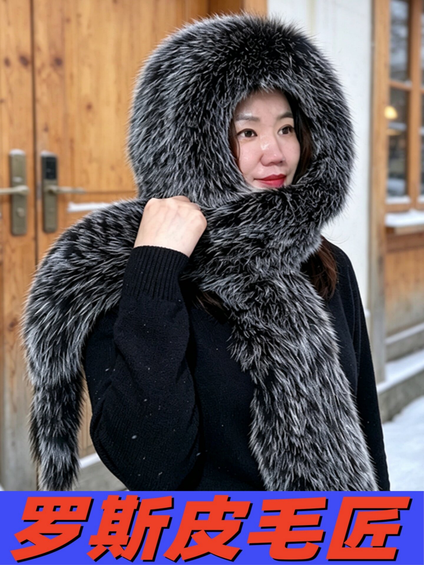 Russian style true fox fur scarf hat Northeast winter women's ear