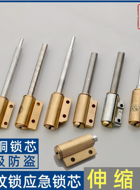 指纹锁伸缩杆备用锁芯下插芯假插芯双孔固定应急全铜C级防盗锁芯