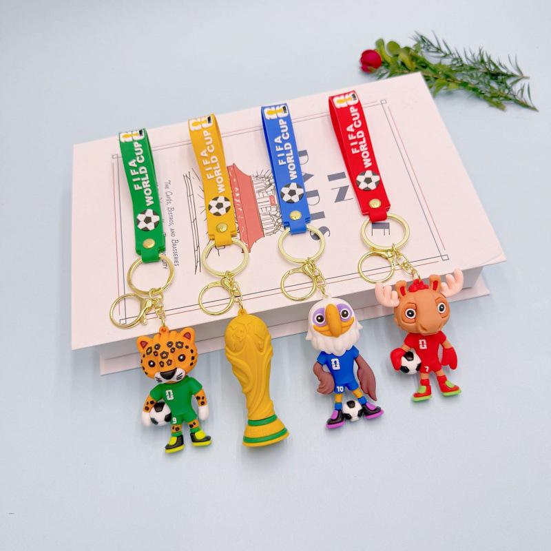 钥匙扣世界杯挂件礼物吉祥物周边汽车小摆件卡通球迷2026