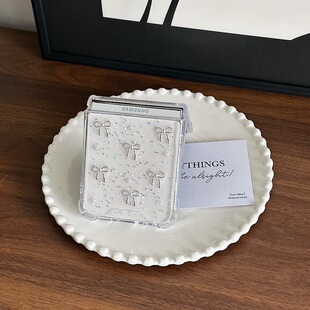 少女心挂链款 S透明保护壳pocket2个性 4手机壳华为P50pocket 小众韩风ins蝴蝶结闪粉适用三星ZFLIP7