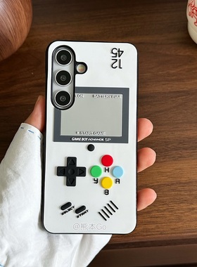 创意搞怪游戏机造型适用三星S24手机壳S24ultra个性保护壳S23ultra半包硬壳S23+仿GAMEBOY防摔壳套S24+白色壳