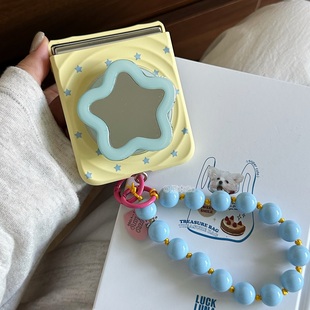 可爱镜面星星支架适用小米Mixflip2手机壳华为PuraX三星ZFLIP7 5磁吸保护套pocket波漾OPPOn3flip荣耀Vflip