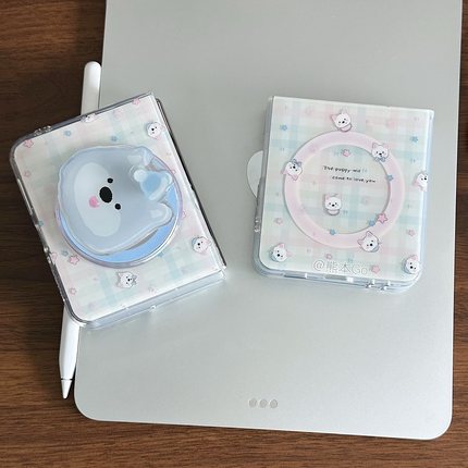 可爱西高地啪嗒支架适用小米Mixflip2手机壳三星ZFLIP7/6/5华为purax磁吸保护pocket硬壳OPPOn3flip荣耀Vflip